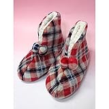 チェック柄ふわもこフリースルームシューズfs453be