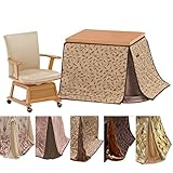 ダイニングこたつ 一人用 3点セット 80×80 ナチュラル　FUJI-kanna (布団の柄（アクア）)