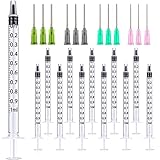 TOUFEIYUAN 1ml シリンジ 50枚 液体測定シリンジツール。科学実験室、給餌ペット、オイルまたは接着剤アプリケーター用 (1ML青い棒50スティック 無針)