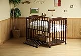 ベビーベッド 日本製 エリーゼ 収納棚付 スリーピー /ダークブラウン
