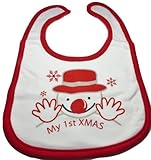 My First Xmas Baby Bib with Smiling Snowman Print by Soft Touch [並行輸入品]