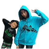 機関車象ペアパーカー　親子ペアルックパーカー (110, 黒色)