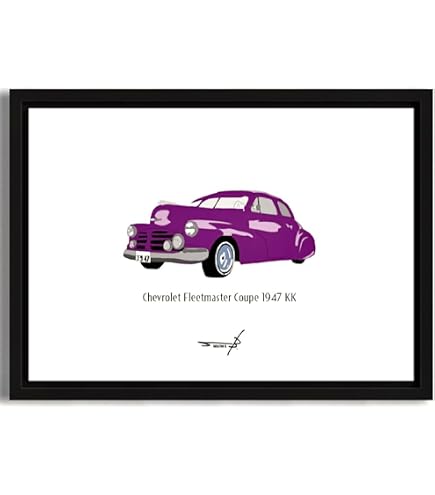 Amazon.co.jp: ポスター ビンテージカーポップアート アメ車 A4額入り
