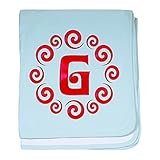 CafePress – レッドGモノグラム – スーパーソフトベビー毛布、新生児おくるみ ブルー 054899444125CD2
