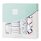 エイデンアンドアネイ おくるみ × tea collection コラボ ブランケット スワドル ギフト 出産祝い （カラー：fish pond） TC2001 Aden+Anais [並行輸入品]