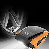 RaiFu 車用空気入れ エアコンプレッサー コンパクト 電気ポンプ 12V LEDライト付き空気圧測定 自動車 自転車 バイク ボール 浮き輪 レジャー用品 等に適用