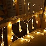 水滴ソーラーLEDストリングライト8モード30防水21.3フィートウォームホワイト 防水 室内外 結婚式 庭対応 ledストリングライト