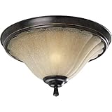 Progress Lighting P3598-84 2-Light Close To Ceiling Fixture with Weathered Sand Glass, Espresso by P