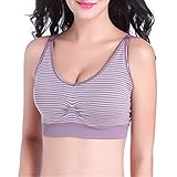 マタニティブラジャー (XL, パープルボーダー)