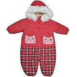 2016年 秋冬 UZUCHAT チェック切替 中綿ジャンプスーツ ウズチャット 撥水加工 防寒衣料 uzulan レッド◇100cm