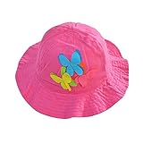 (よキーよ)Yokeeyoベビー用ハット　紐付き　盆帽　つば広帽子　お洒落　赤ちゃんキャップ　ちょう結び　花柄　刺繍 女の子 男の子　男女通用　紫外線 UVカット 日よけ止め 日焼け防止