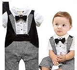 mk-store ベビー服 フォーマルロンパース タキシードロンパース 男の子 結婚式 誕生日 出産祝い 半袖カバーオール80cm (95cm)