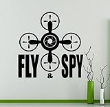 Fly Spy Drone壁ビニールデカールAircraft Quadcopter航空機壁ステッカーホーム壁アート装飾アイデア内部リムーバブル子供部屋デザイン16 ( DRN )