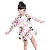 kimocat Littleガールズドレス、花柄プリントストラップレスレモンパーティーEasterドレスサンドレスfor Girls 3 – 8 x カラー: ピンク