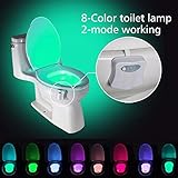 トイレ夜ライト、Niceeshop (TM) 8色& 2モードトイレライトモーション活性化トイレボウル夜間電池式トイレのLEDランプバスルーム装飾