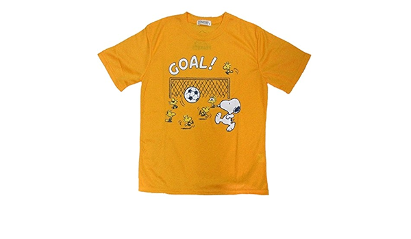 Amazon Peanuts ピーナッツ スヌーピー アメカジ Tシャツ メンズ 半袖 サッカー 柄 吸汗速乾 黄 S Tシャツ カットソー 通販