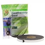 Duck Brand 1278750 Self Adhesive Foam Weatherstrip Seal for Extra Large Gaps, 3/4-Inch x 1/2-Inch x 