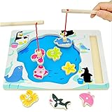 kishiya　釣りゲーム　子供おもちゃ 知育玩具 木製 お釣り 子供の益智親子ゲーム 家族や友人知育 玩具 釣り遊び 磁石 マグネット フィッシング ゲーム 知育玩具 お風呂 遊び 室内 雨でも 池