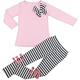 Jastore 2pcs赤ちゃん女の子服セットリボン付きTシャツトップ+パンツレギンスOutfit カラー: ピンク