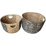 Waterhyacinthバスケット、Baum 2トーン、2のセット、自然