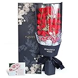YOBANSA 造花 フレグランス ソープ フラワー プレゼント手作り花束 石鹸花 枯れない 花 母の日 誕生日 結婚祝い 結婚記念日 大切な人への感謝 メッセージカード付き (33本，レッド)