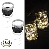 ソーラーストリングライト iThird 2パック 10 LED メイソンジャーライト ワイドマウス 蓋に挿入 防水 クリスマス/パーティー/結婚式等に室内装飾/室外装飾用 雰囲気 ライト（ジャー含まな