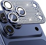 カメラカバー iPhone 17 Pro用 カメラ保護 キラキラ いPhone 17 Pro 対応 レンズカバー 全面保護 9H強化ガラス アルミ合金 耐衝撃 キズ防止 高透過率 黒縁取り 露出オーバー防止 防滴 防塵 貼り付け簡単 自動吸着 気泡ゼロ アイフォン 17プロ レンズフィルム (ダークブルー)