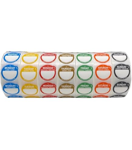 1000 Round Food Storage Labels - Single Day Dot Roll, Catering Stickers, Multiple Colors