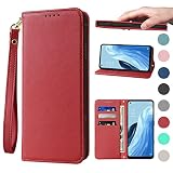OPPO Reno7 A/Reno9 A ケース 手帳型 高質レザー OPG04 ケース Reno7A Reno9A スマホケース A201OP ケース CPH2353 ケース OPPO Reno9A カバー オッポリノ7a/9a 携帯カバー 耐衝撃 皮革 内蔵マグネット開閉式 ベルトなし スマホケース おしゃれ カードポケット スタンド機能 便利 スプラット同梱 携帯ケース レッド