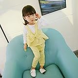 子供上下セット服 女の子 服 長袖 秋 Pojour Tシャツ＆ロングパンツ 可愛いキャミソー ルグリッドブラウス 暖かい ベビールームウェア 子供3セット 丸首 普段着 カジュアル スポーツ 旅行 