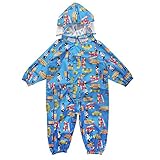 キッズ雨具、かわいいキッズレインコート 上下セット 女の子 男の子レインコート ブルー S（75-90cm）