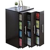 本棚 スライド スライド本棚 すきま 収納 隙間収納 スリムラック 3連 ロータイプ 本棚 3列 薄型 コミック収納 キャスター付き ダークブラウン