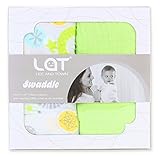 LAT(リー·アンド·タウン) ガーゼおくるみ 高級ベビー用ソフトモスリン ブランケット（多機能） Baby Muslin Swaddle Blanket 2枚セット コットン100% (緑)