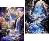 Amyaker ダイヤモンドアート キット 四角いビーズ 全面 2個セット ダイアモンドビーズ絵画キット DIY 手作り絵画 モザイクアート 5D モザイクアート ダイヤモンド塗装 全面貼り付けタイプ 30x40cm ワンダーランド
