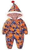 FEOYA ジャンプスーツ 新生児 ロンパース カバーオール 出産祝い ベビー 幼児用 ダウン 防寒着 赤ちゃん 冬 子供服 カモフラージュ オレンジ 80cm