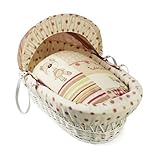 Clair de Lune Little Bear White Wicker Moses Basket (Pink) by Clair de Lune
