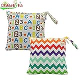 Ohbabykaおむつポーチ マルチポーチ おむつ入れ おしりふき オムツポーチ 出産祝い 消臭＆抗菌 折りたたみ 簡単収納 おしりふきケース おしりふきポーチ2点セット (NPG0911)