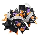 Hollazilla かわいい！ 子供 手作り 髪飾り ハロウィン ボウ ヘアピン カボチャとスパイダー 3枚入り