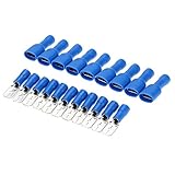 WINGONEER 100Pcs（50 Pairs）16-14 AWG絶縁雄メススペードクイックスプライスワイヤターミナルワイヤー圧着コネクタキット - 青