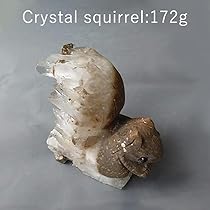 113g　尻尾が水晶のリスさん　鉱物彫刻　リス　水晶　結晶　りす 113g 尻尾が水晶のリスさん 鉱物彫刻 リス 水晶 結晶 りす