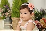 ベビー ヘアバンド　ヘアアクセ　フラワー リボン レース セレモニー お祝い お宮参り 退院ドレス 新生児 ０歳 12133 (オレンジ)