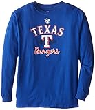 MLB Texas Rangers画面印刷ロングスリーブTシャツ ブルー