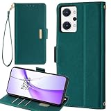 Oppo Reno9 A ケース Reno7 A OPG04 ケース Reno 7A 9A 手帳型 A201OP A301OP ワイモバイル CPH2353 au 楽天モバイル 通用 おっぽ ネノ7A ネノ9A ストラップケース Reno9A Reno7A カバー オッポ OPG04 適用 Cobeimisr case マグネット ストラップ ストラップ付き スマホケース ダーク グリーン