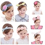 【爱莉セレクトショップ】 7点セット ベビー ヘアアクセサリー ヘアバンド 髪飾り 髪留め カチューシャ 赤ちゃん ベビー 花 かわいい 出産祝い 誕生日 プレゼント (A-セット)