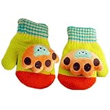 (FTzone)かわいいユニセックスキッズスーパー暖かいウールニット手袋・ミトン1歳2歳3歳4歳5歳 (足) (黄)