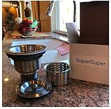 supersuper Kitchen Sink Strainer with Removable Deep Waste Basket、Strainerアセンブリ、シーリングふた、ステンレススチール、ドレ