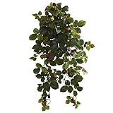 ほぼ自然6116-s2 32 "ラズベリーHanging Bush withベリー( Set of 2 )