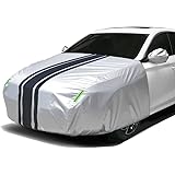 ANBEN ボンネットカバー 防炎フロント保護カバー 車載用ヘッドライト 日焼け防止とアンチエイジング リアビューミラー保護カバー 防塵 蛍光反射ストリップ付き 裏起毛タ 一般乗用車用 適合目安:車長4.70m~5.20m/車幅1.65m~1.85m