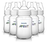 Philips AVENT Anti-Colic BPA Free Bottle, Clear, 9 Ounce,5 Piece