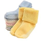 gellwhu 6ペアベビーソックスアンチスリップ幼児用厚手コットンソックスwithグリップ